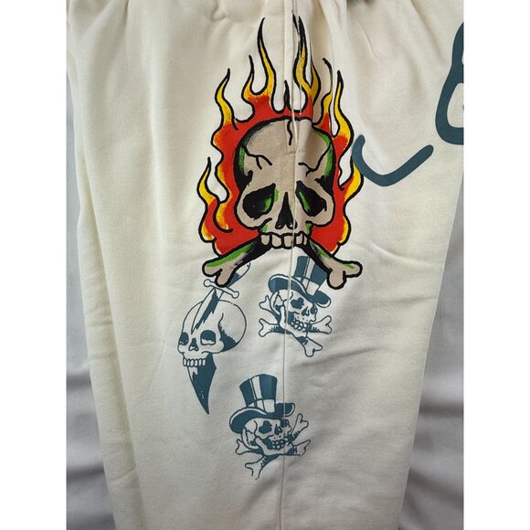 NWT ED HARDY IVORY FLAME SKULL WIDE LEG SWEATPANTS WOMENS SIZE XL - Picture 6 of 15
